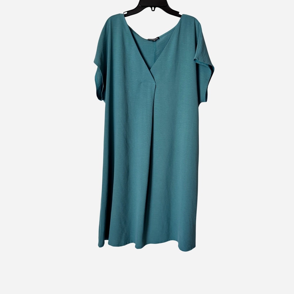 Bebe Women Short Sleeve Shift V-Neck Plus Size 1X Dress Shift Teal